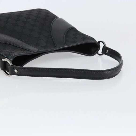 GUCCI GG Canvas Shoulder Bag Black Silver Auth - Picture 8 of 16
